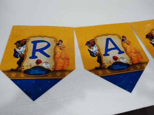 Bela e a Fera Faixa Parabens + Nome Personalizada