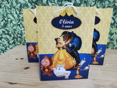 Bela e a Fera Sacola Personalizada Tam 25x17x8 cm