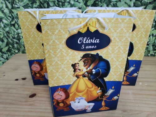 Bela e a Fera Sacola Personalizada Tam 25x17x8 cm