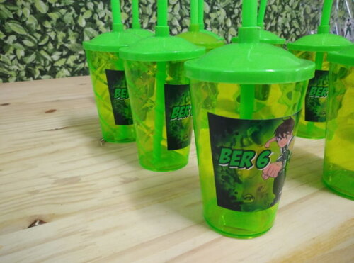Ben 10 Copos Canudo Personalizado Pronta Entrega
