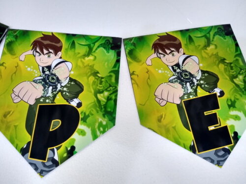 Ben 10 Varal Personalizado Parabens + Nome