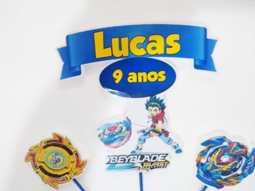 Beyblade Topo de Bolo Personalizado Pronta Entrega