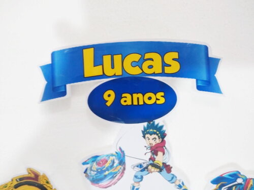 Beyblade Topo de Bolo Personalizado Pronta Entrega