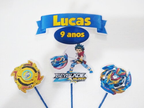 Beyblade Topo de Bolo Personalizado Pronta Entrega
