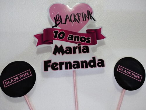 Black e Pink Topo de Bolo Personalizado