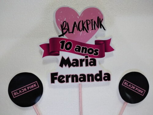 Black e Pink Topo de Bolo Personalizado
