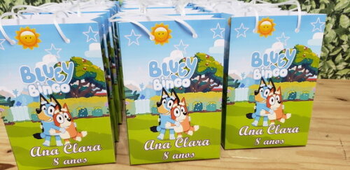 Bluey e Bingo Sacola Personalizada Pronta Entrega