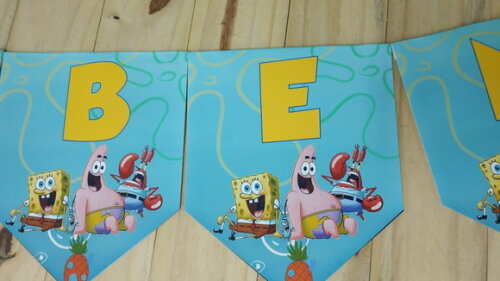 Bob Esponja Varal Personalizado Parabéns Mais Nome P Entrega