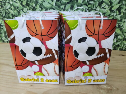 Bolas Esportivas Sacola Personalizada Tam 24x17x8 cm Pronta