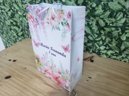 Borboleta Aquarela Sacola Média Personalizada Pronta Entrega