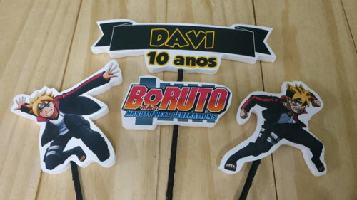 Boruto Topo de Bolo Personalizado Pronta Entrega