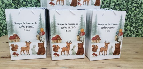 Bosque Sacola Personalizada Tam Médio Pronta Entrega