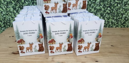 Bosque Sacola Personalizada Tam Médio Pronta Entrega