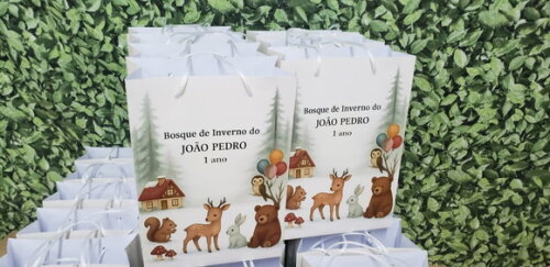 Bosque Sacola Personalizada Tam Médio Pronta Entrega