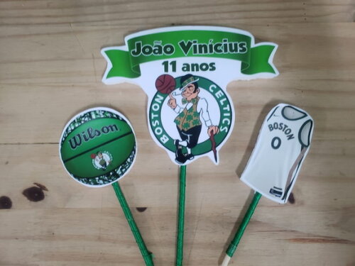 Boston Celtics Topo de Bolo Personalizado Pronta Entrega