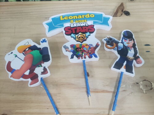 Braw Star Topo de Bolo Personalizado Pronta Entrega