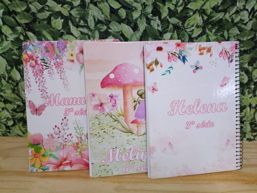 Caderno Meninas 3 Unid. Universitário 96 Fls Personalizado