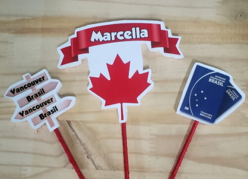 Canadá Topo de Bolo Personalizado Pronta Entrega