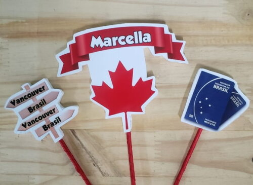 Canadá Topo de Bolo Personalizado Pronta Entrega