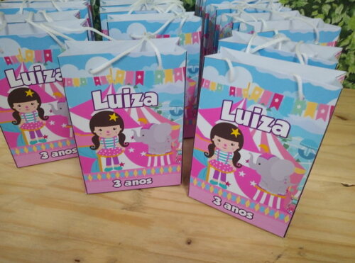 Circo Rosa Sacola Personalizada Pronta Entrega