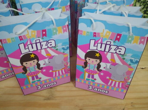 Circo Rosa Sacola Personalizada Pronta Entrega