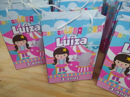 Circo Rosa Sacola Personalizada Pronta Entrega
