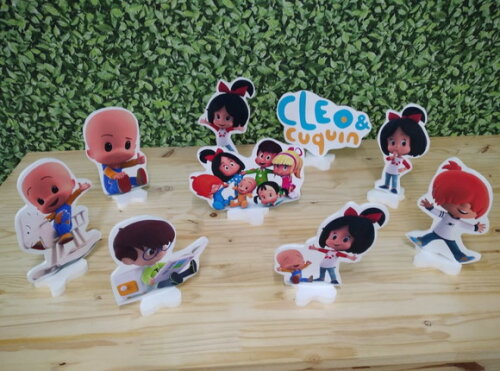 Cleo e Cuquim Kit de Mesa Displays 9 Peças Pronta Entrega