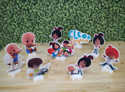 Cleo e Cuquim Kit de Mesa Displays 9 Peças Pronta Entrega