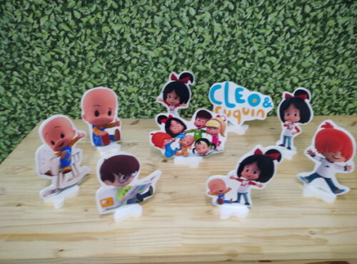 Cleo e Cuquim Kit de Mesa Displays 9 Peças Pronta Entrega