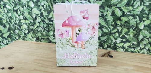 Cogumelos e Borboletas Sacola Personalizada Pronta Entrega
