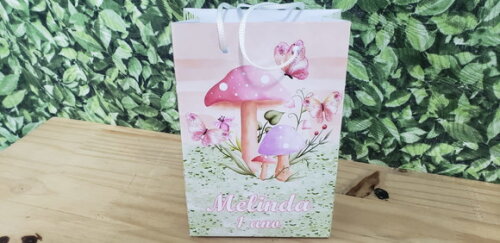 Cogumelos e Borboletas Sacola Personalizada Pronta Entrega
