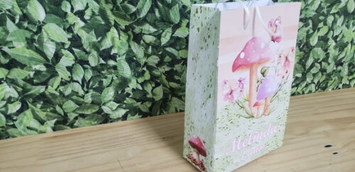 Cogumelos e Borboletas Sacola Personalizada Pronta Entrega