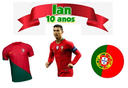 Cristiano Ronaldo Topo de Bolo Personalizado Portugal