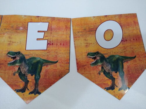 Dinossauros Varal Faixa Personalizada Parabens Mais Nome