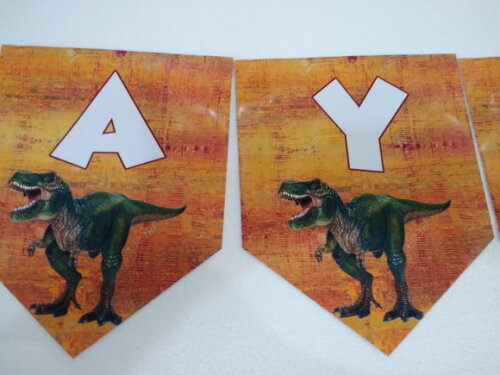 Dinossauros Varal Faixa Personalizada Parabens Mais Nome