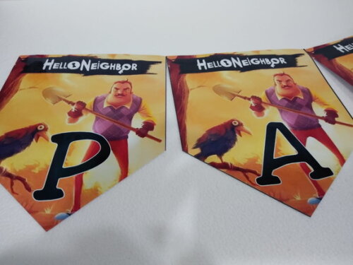 Faixa Hello Neighbor Parabens + Nome Personalizada