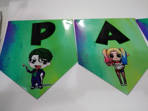 Faixa Parabens Coringa e Arlequina Baby Personalizado
