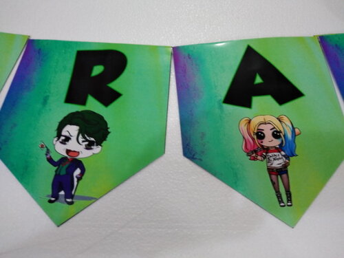 Faixa Parabens Coringa e Arlequina Baby Personalizado