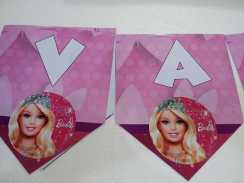 Faixa Varal Barbie Personalizada Parabéns Mais Nome