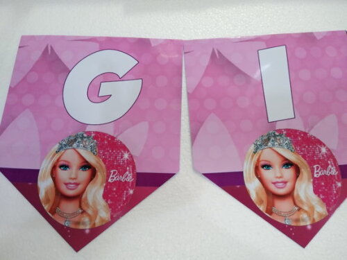Faixa Varal Barbie Personalizada Parabéns Mais Nome