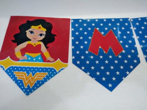 Faixa Varal Mulher Maravilha Baby Parabens Mais Nome