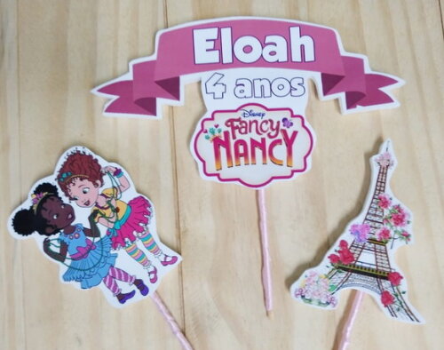Fancy e Nancy Topo de Bolo Personalizado Pronta Entrega