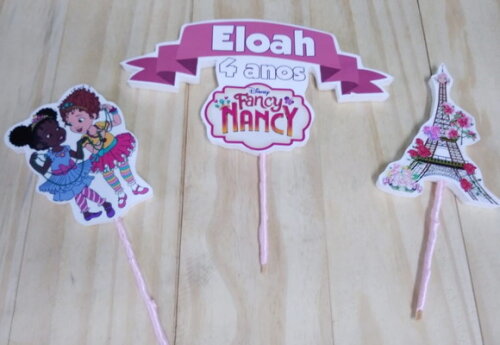 Fancy e Nancy Topo de Bolo Personalizado Pronta Entrega