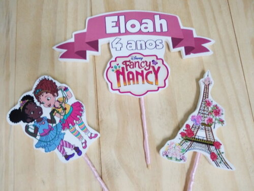 Fancy e Nancy Topo de Bolo Personalizado Pronta Entrega