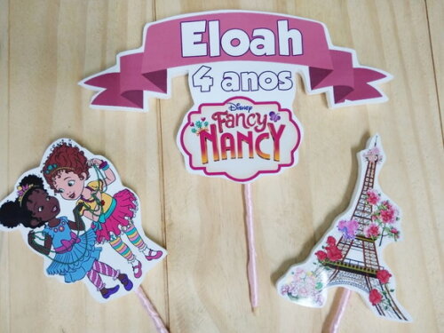 Fancy e Nancy Topo de Bolo Personalizado Pronta Entrega