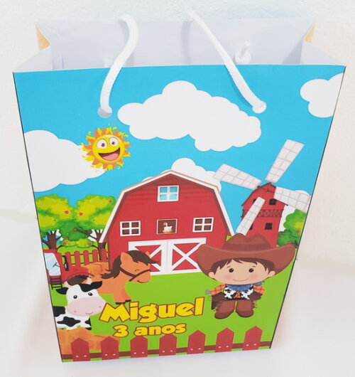 Fazendinha Sacola Personalizada Menino Pronta Entrega