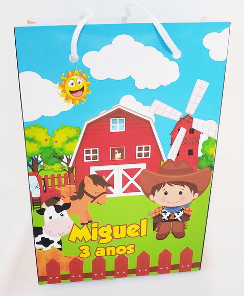 Fazendinha Sacola Personalizada Menino Pronta Entrega