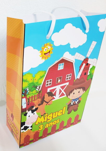 Fazendinha Sacola Personalizada Menino Pronta Entrega