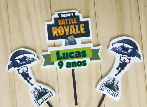 Fortnite Topo de Bolo 3 Peças Personalizado Pronta Entrega