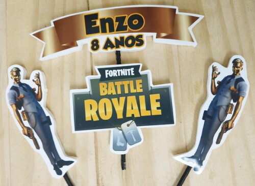 Fortnite Topo de Bolo Personalizado Pronta Entrega